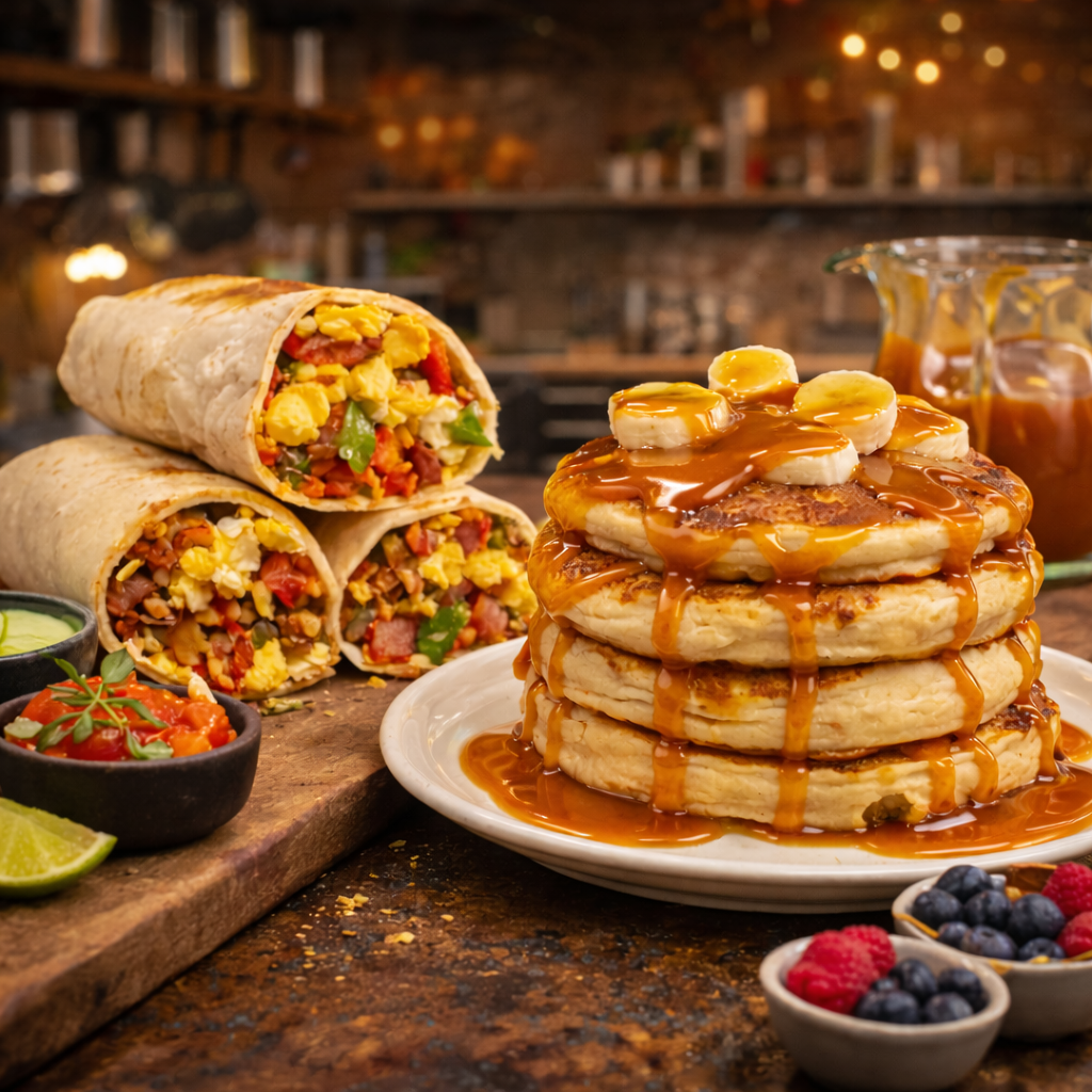 Brunch: Breakfast Burritos & Buttermilk Pancakes